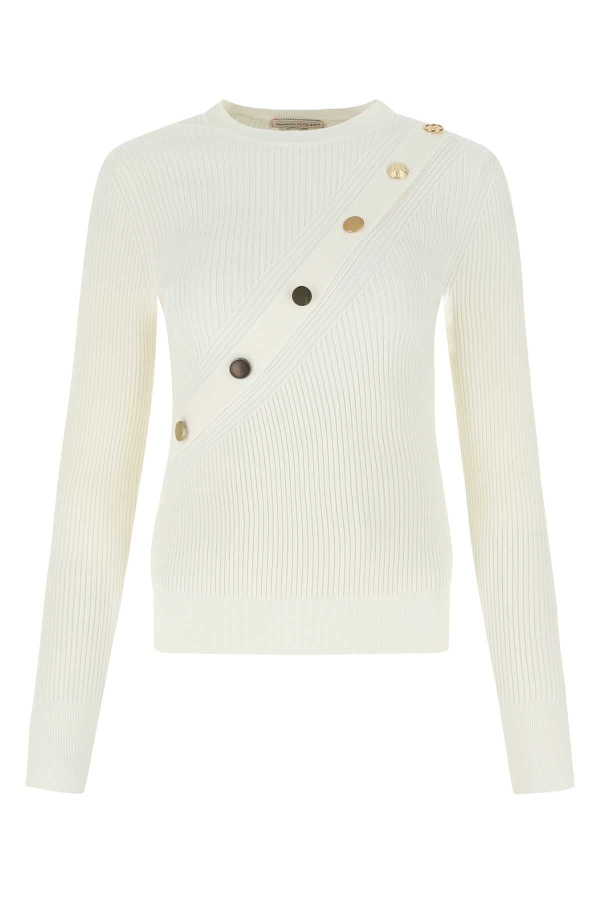 Alexander Mcqueen Women Ivory Stretch Viscose Sweater ALEXANDER MCQUEEN