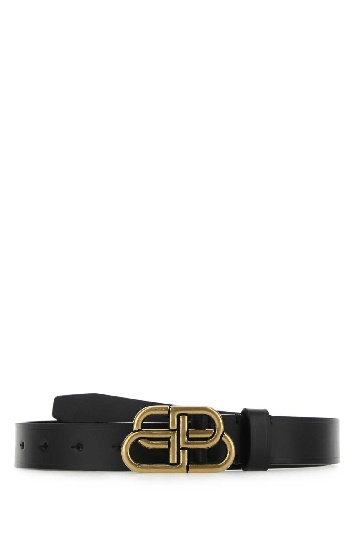 Balenciaga Men Black Leather Bb Belt BALENCIAGA