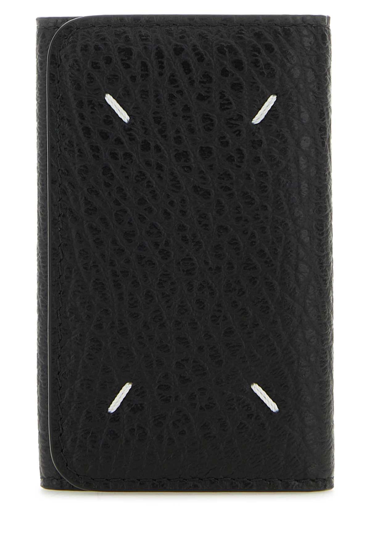 Maison Margiela Women Black Leather Four Stitches Keyring Case MAISON MARGIELA