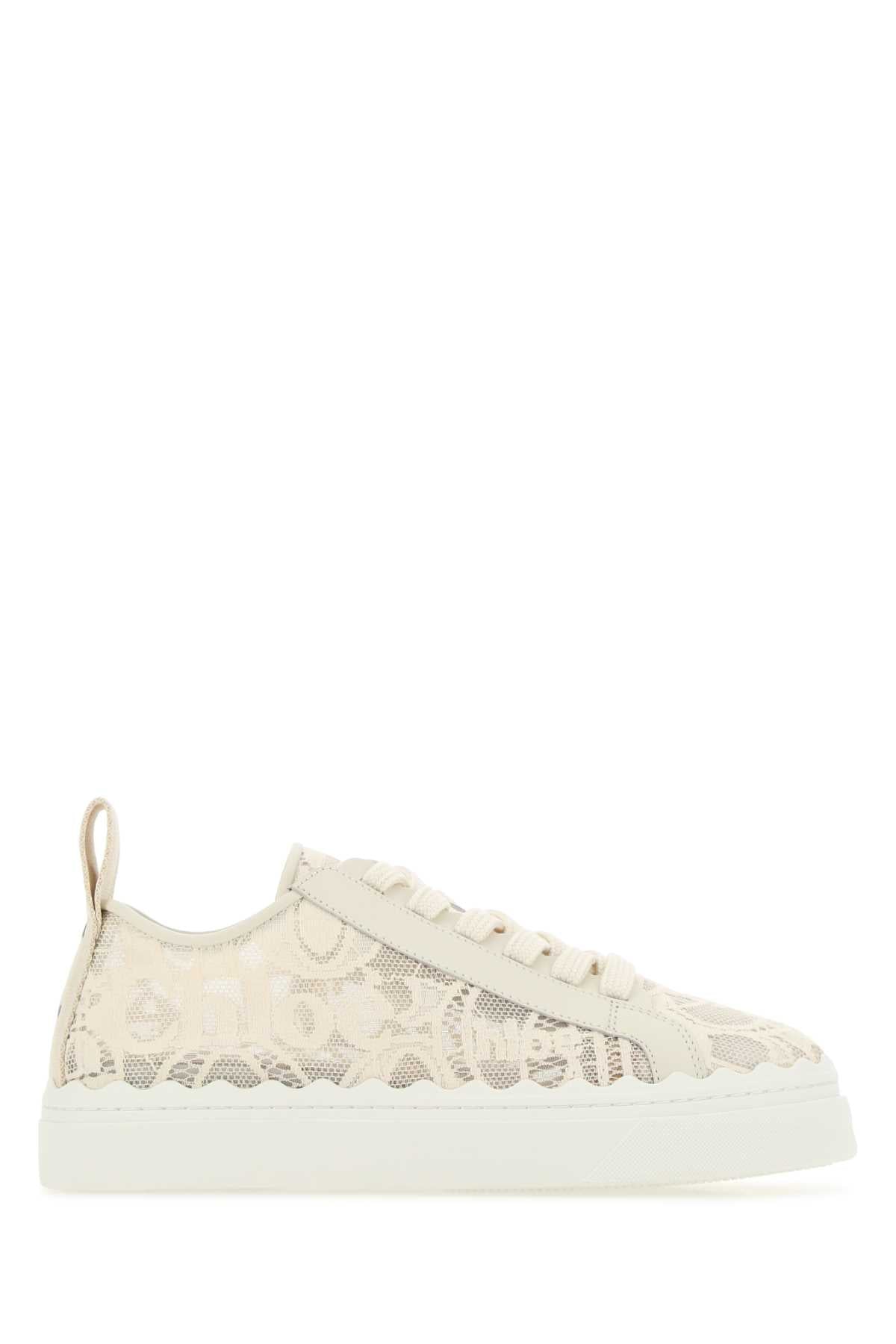 Chloe Women Ivory Lace Lauren Sneakers CHLOE