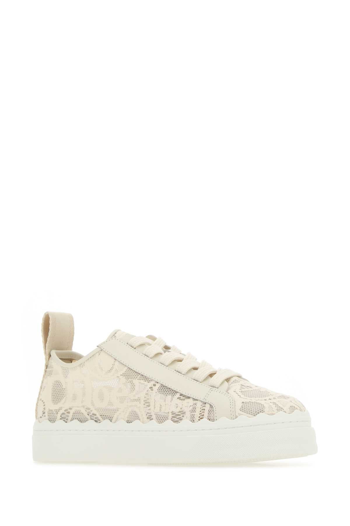 Chloe Women Ivory Lace Lauren Sneakers CHLOE
