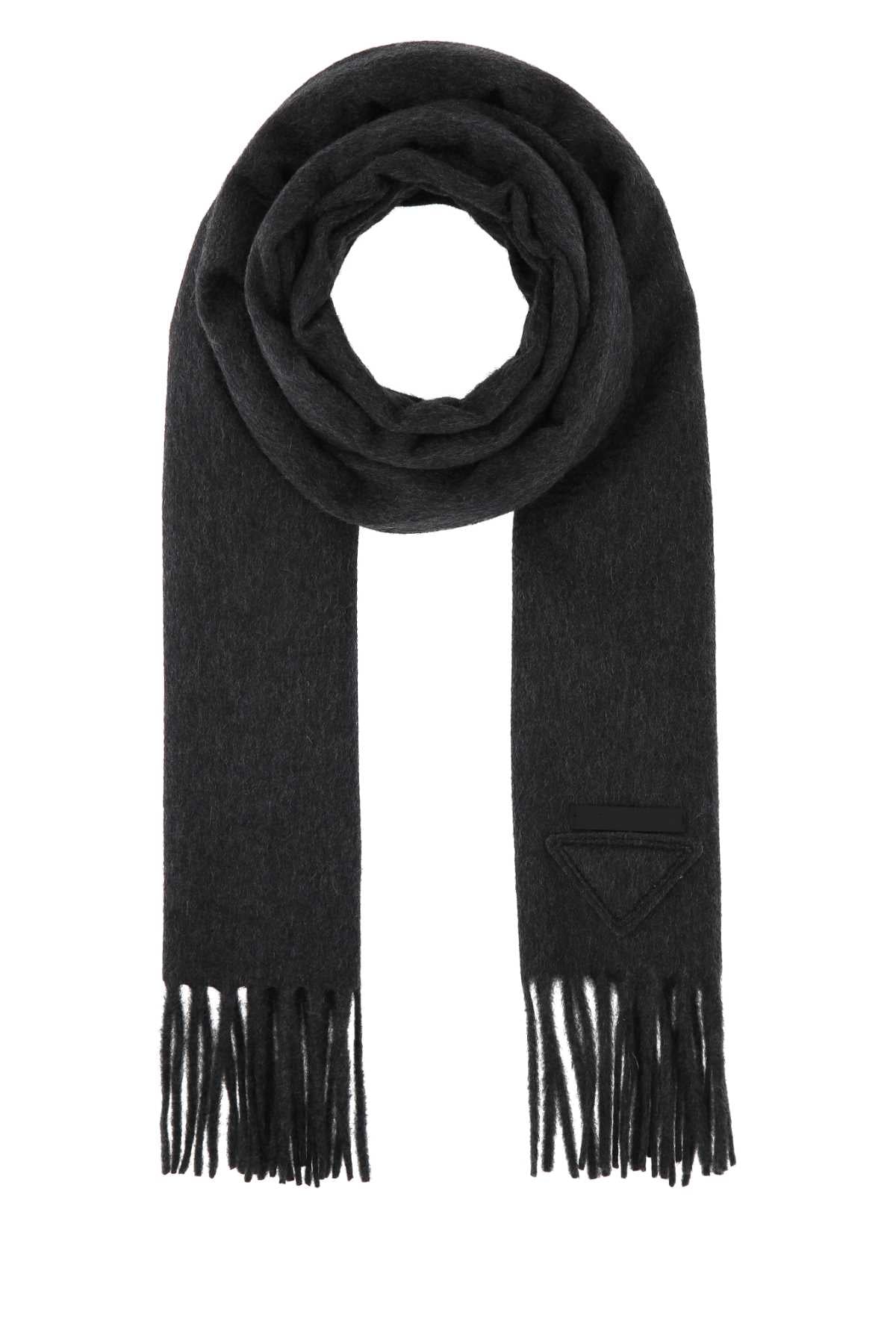 Prada Women Charcoal Cashmere Scarf PRADA