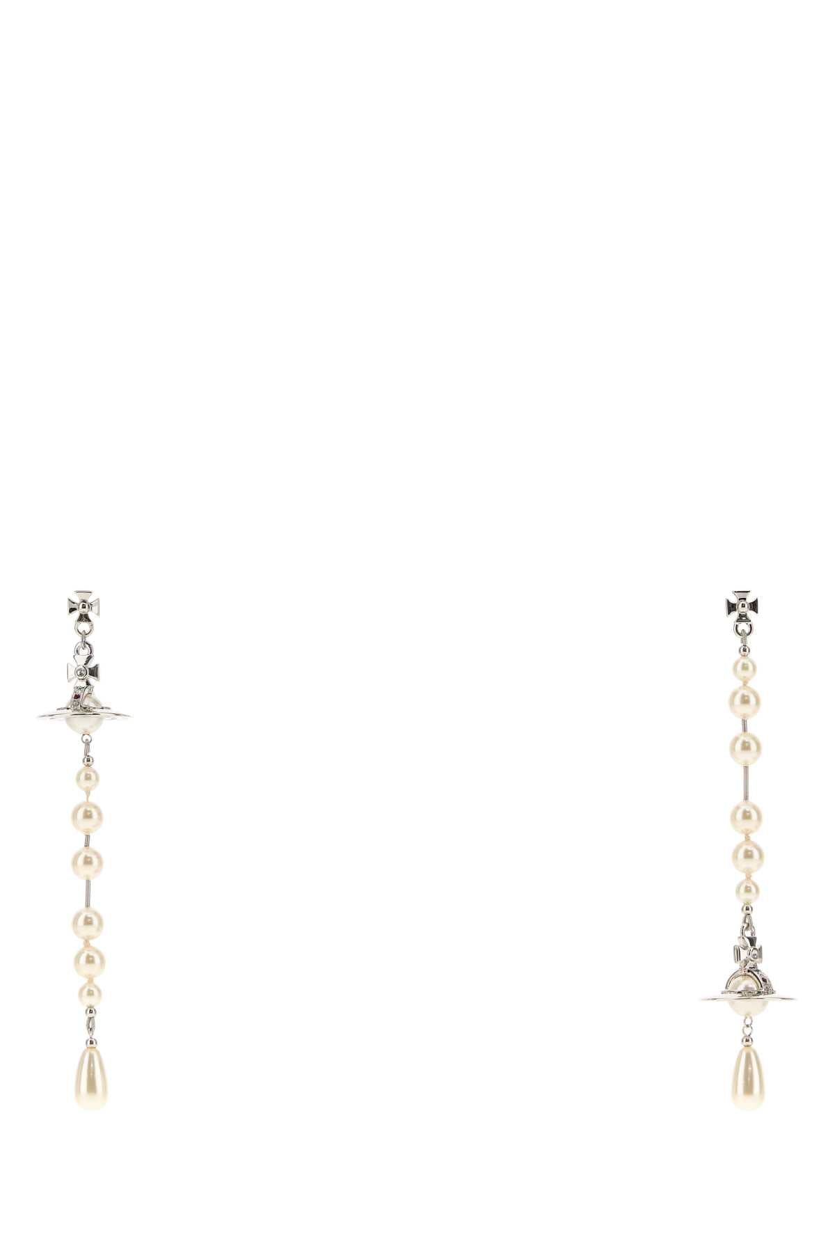 Vivienne Westwood Women Two-Tone Metal And Peals Broken Pear Earrings VIVIENNE WESTWOOD