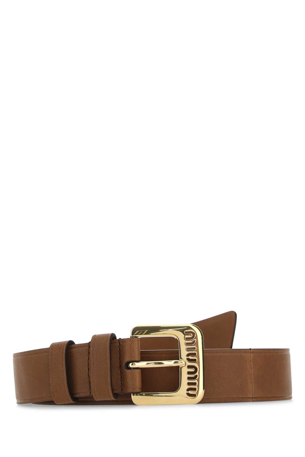 Miu Miu Women Brown Leather Belt MIU MIU