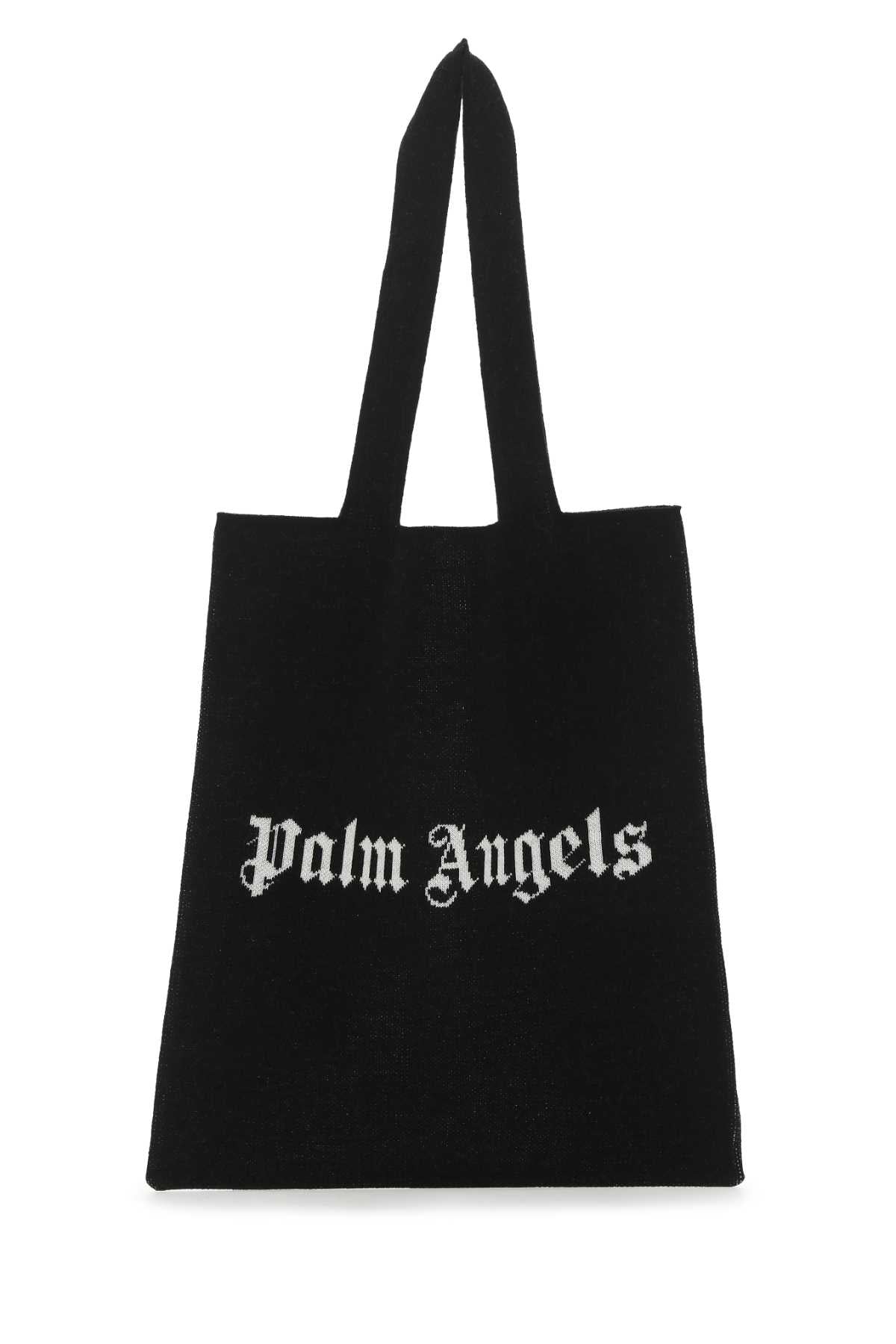 Palm Angels Men Black Wool Blend Shopping Bag PALM ANGELS