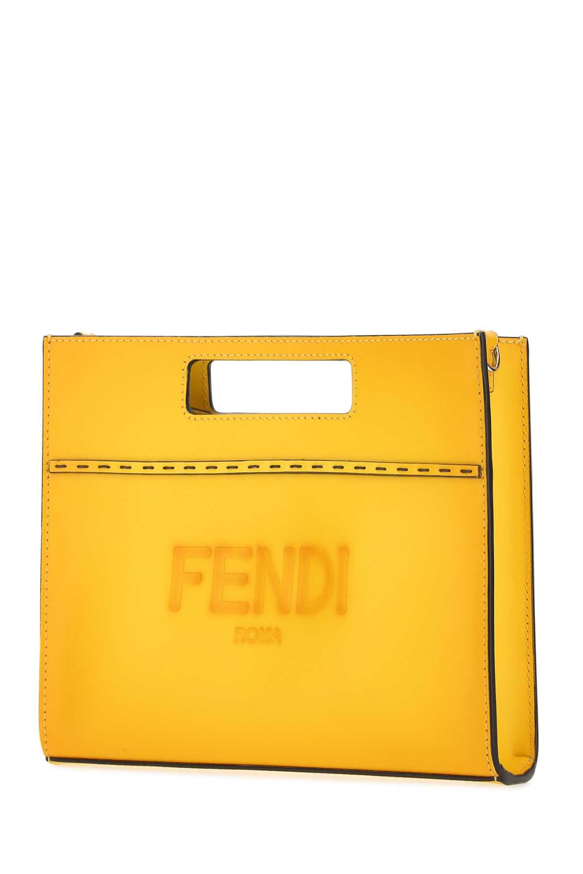 Fendi Men Yellow Leather Handbag FENDI