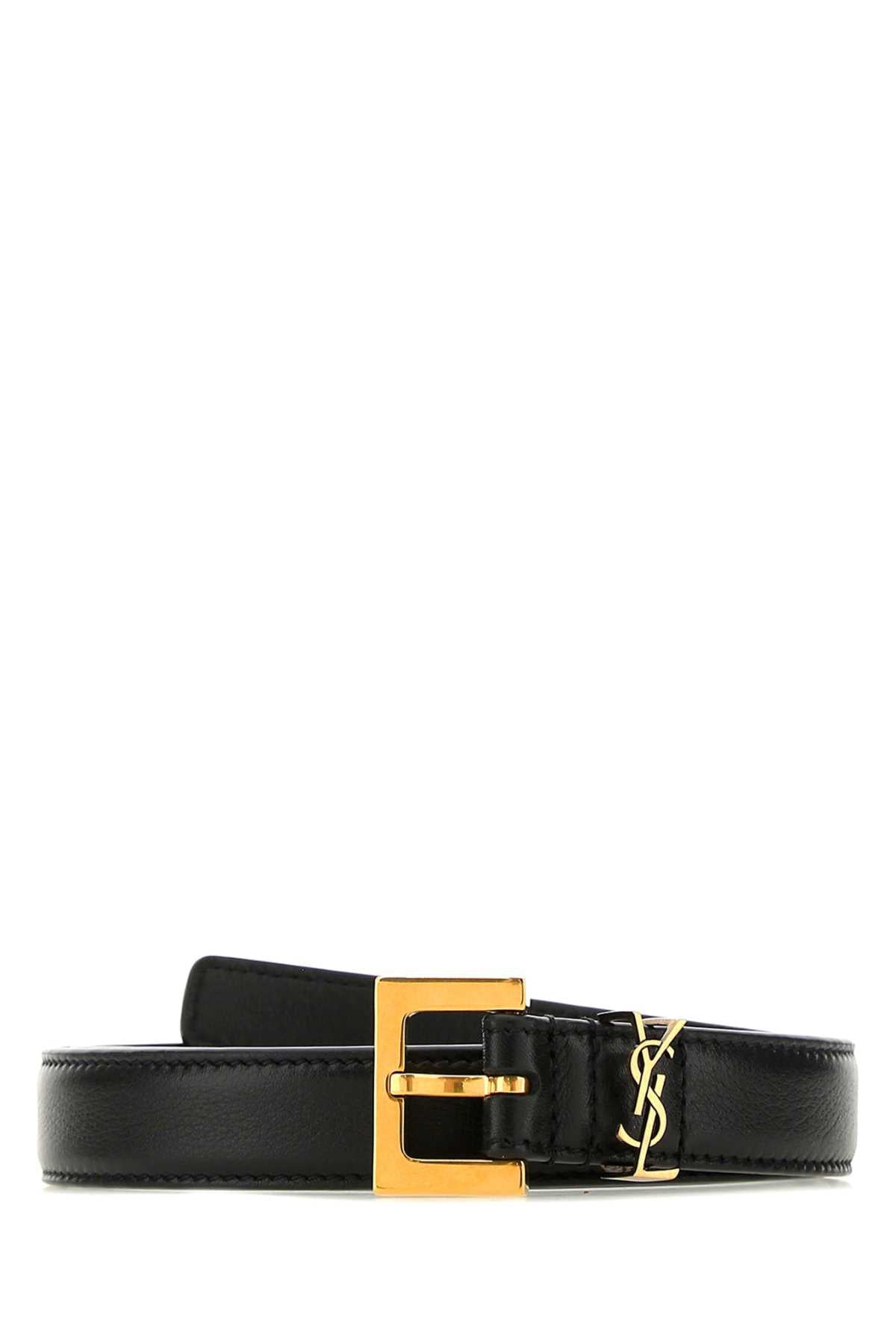 Saint Laurent Women Black Leather Belt SAINT LAURENT