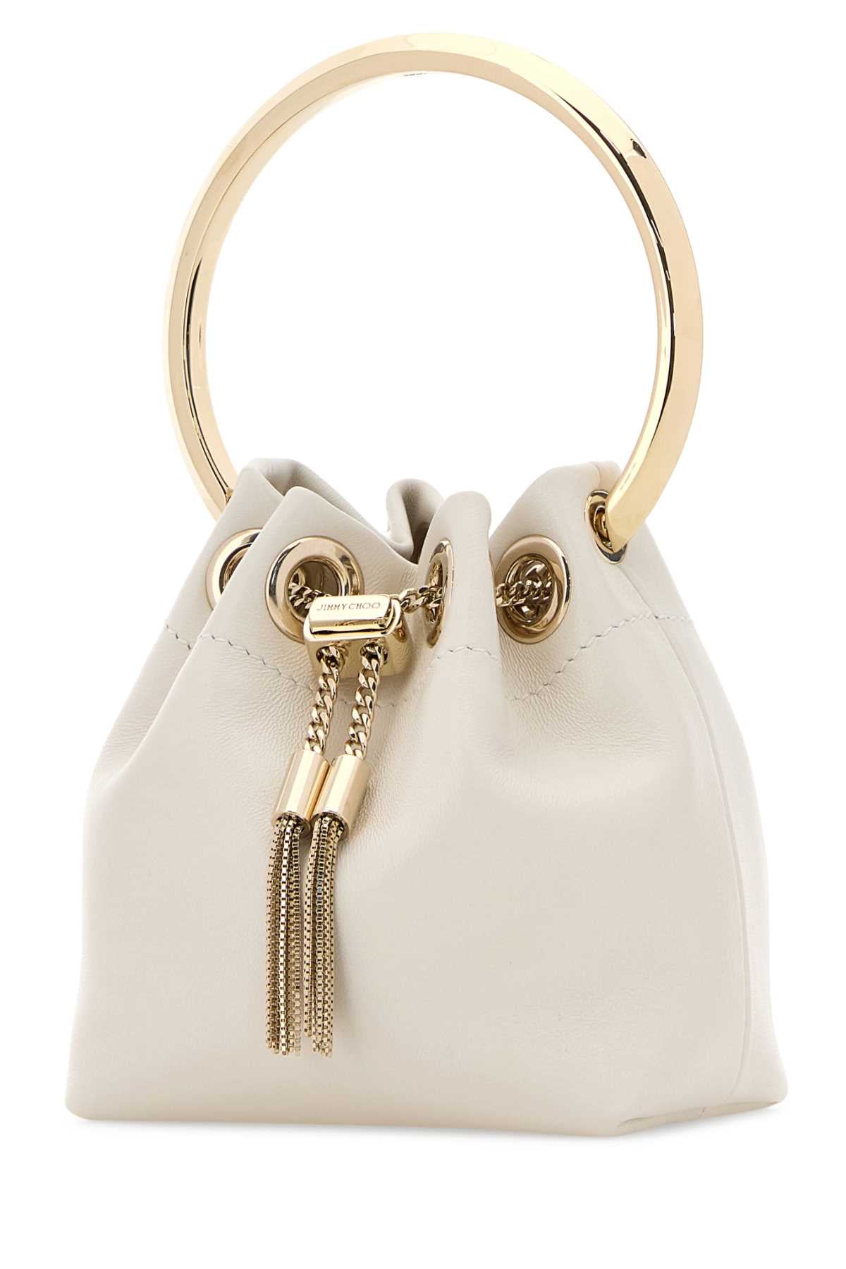 Jimmy Choo Women Ivory Nappa Leather Micro Bon Bon Bucket Bag JIMMY CHOO