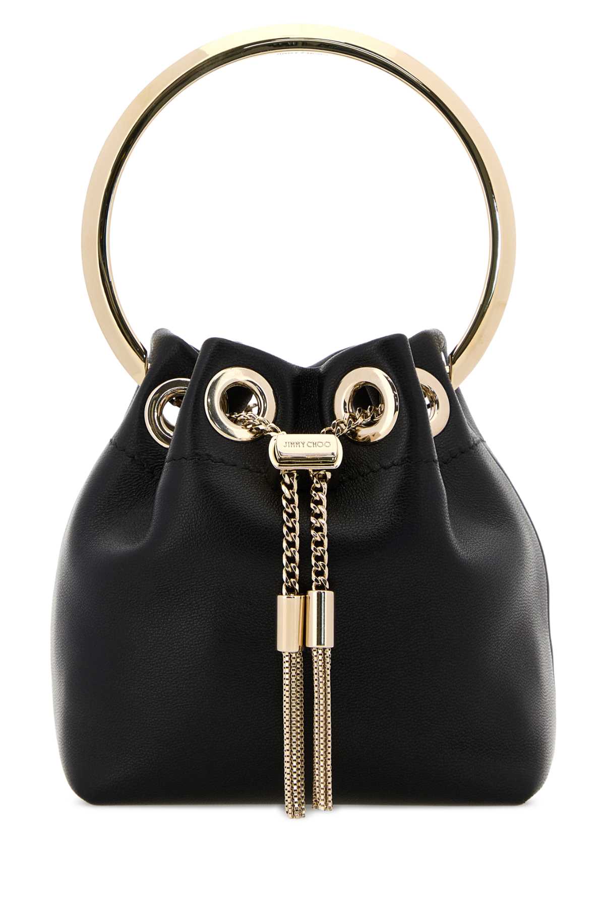 Jimmy Choo Women Black Nappa Leather Micro Bon Bon Bucket Bag JIMMY CHOO