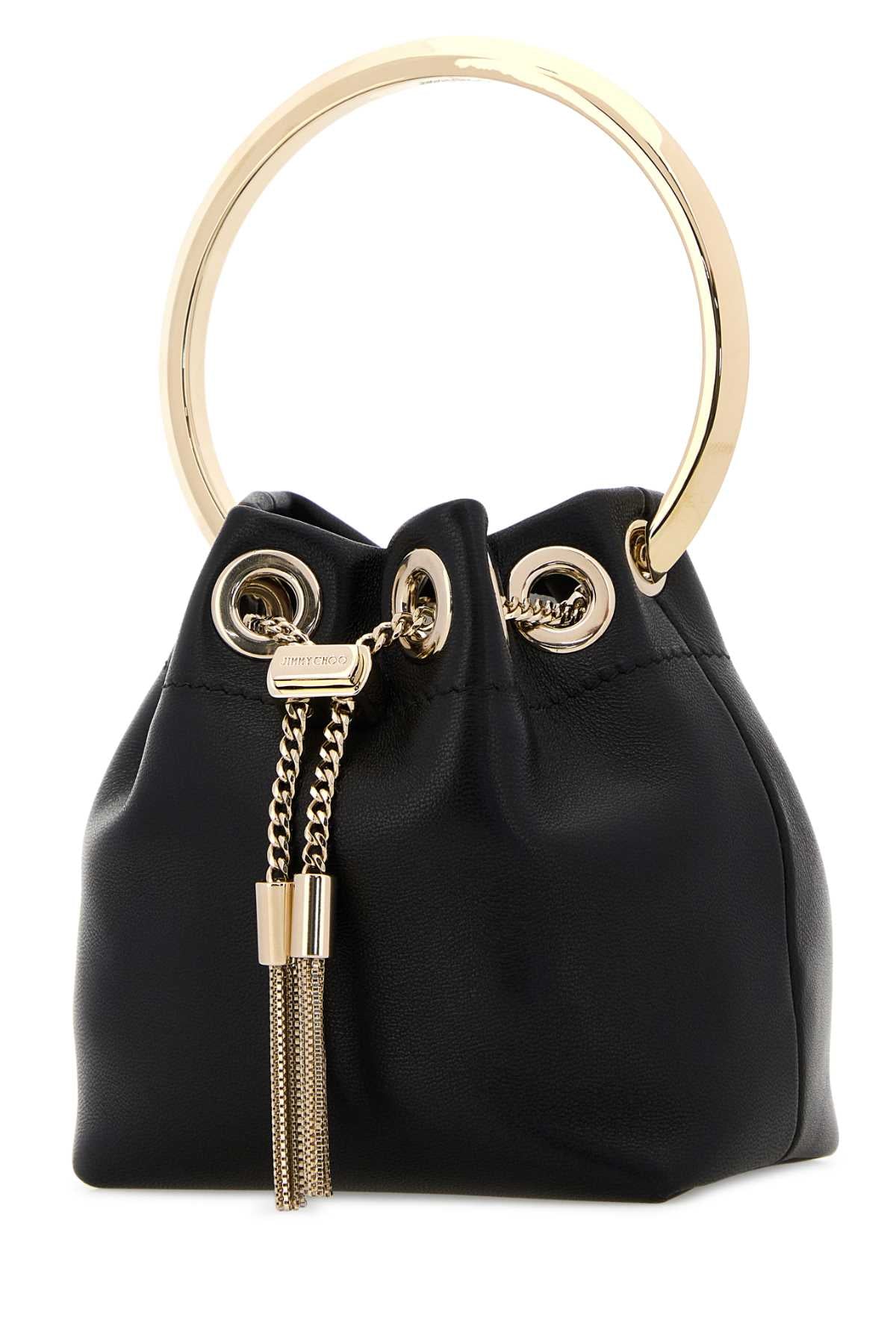 Jimmy Choo Women Black Nappa Leather Micro Bon Bon Bucket Bag JIMMY CHOO