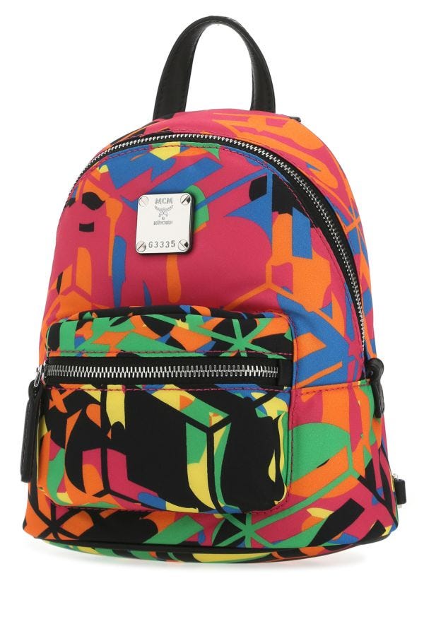 Mcm Unisex Printed Nylon Backpack
