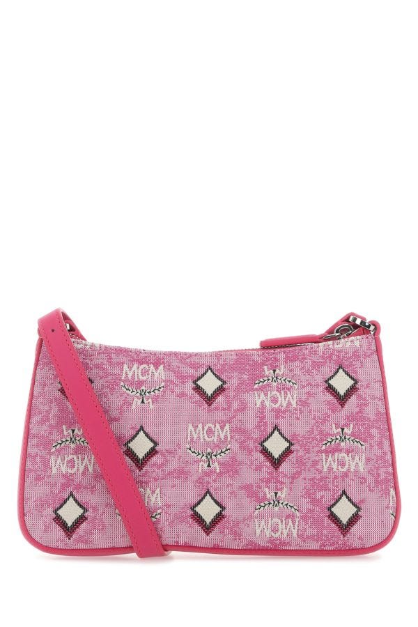 Mcm Woman Embroidered Canvas Aren Crossbody  Bag