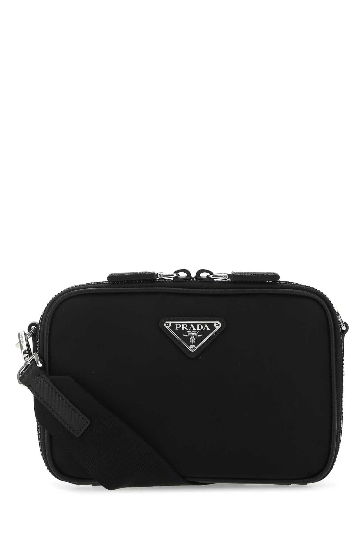 Prada Men Black Leather And Nylon Crossbody Bag PRADA