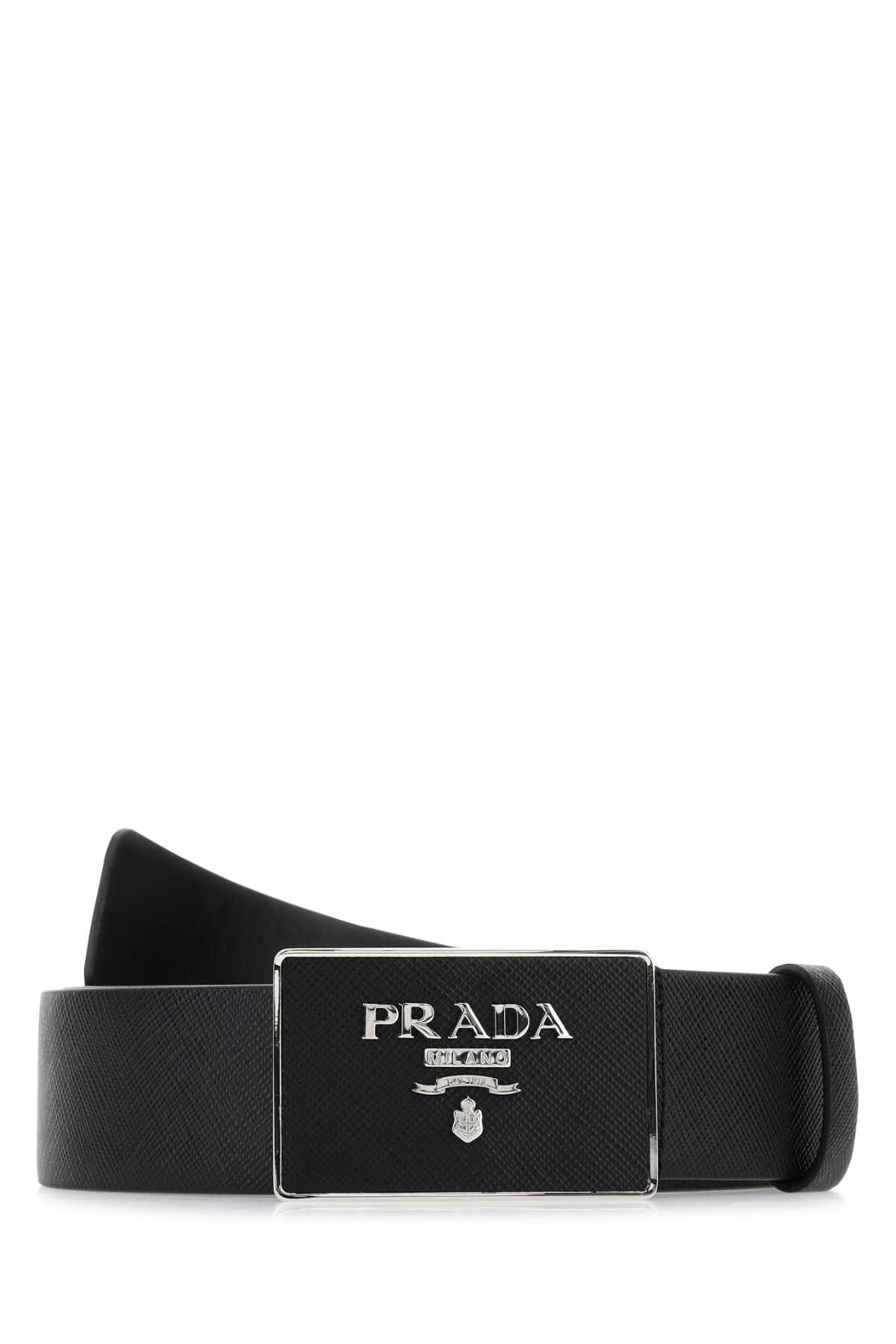 Prada Men Black Leather Belt PRADA