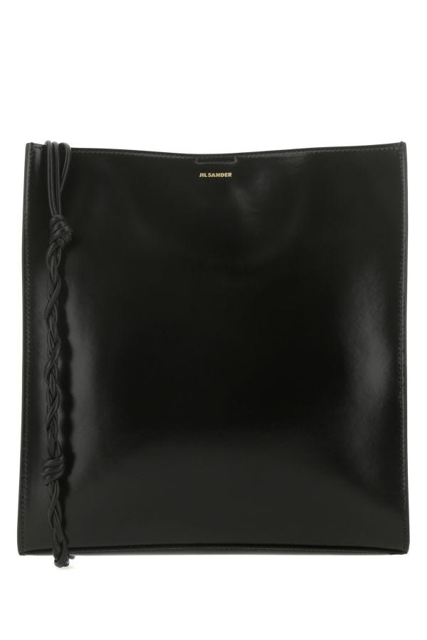 Jil Sander Woman Black Leather Large Tangle Shoulder Bag