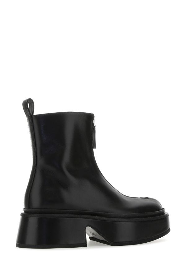 Jil Sander Woman Black Leather Ankle Boots