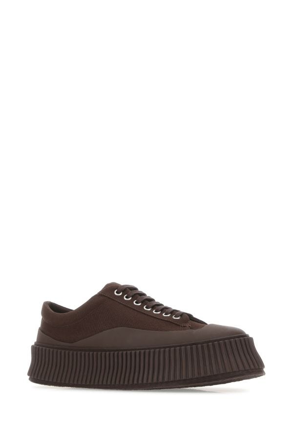 Jil Sander Woman Brown Canvas And Rubber Sneakers