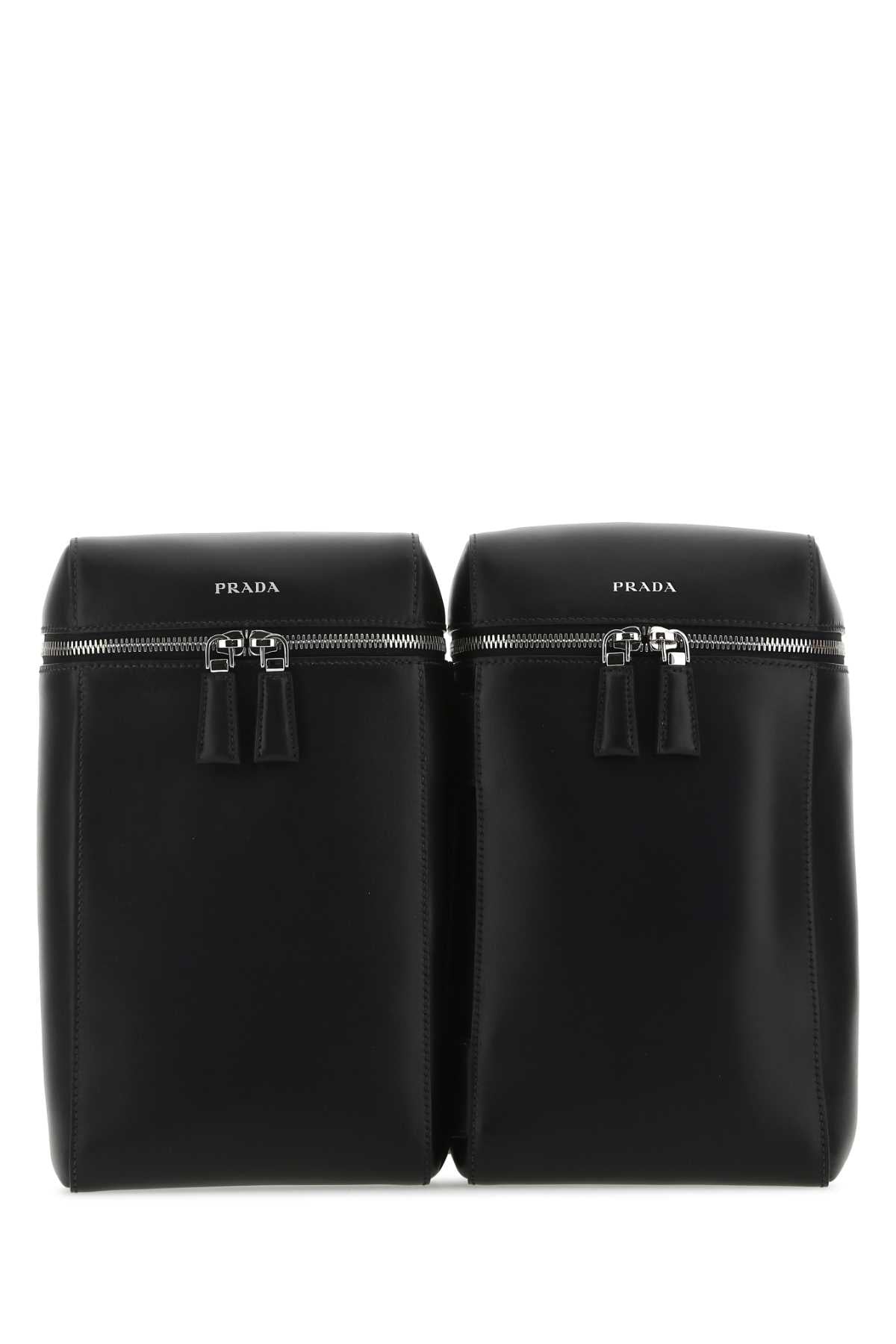 Prada Men Black Leather Backpack PRADA