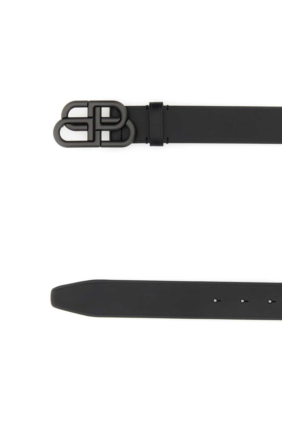 Balenciaga Men Black Leather Bb Belt BALENCIAGA