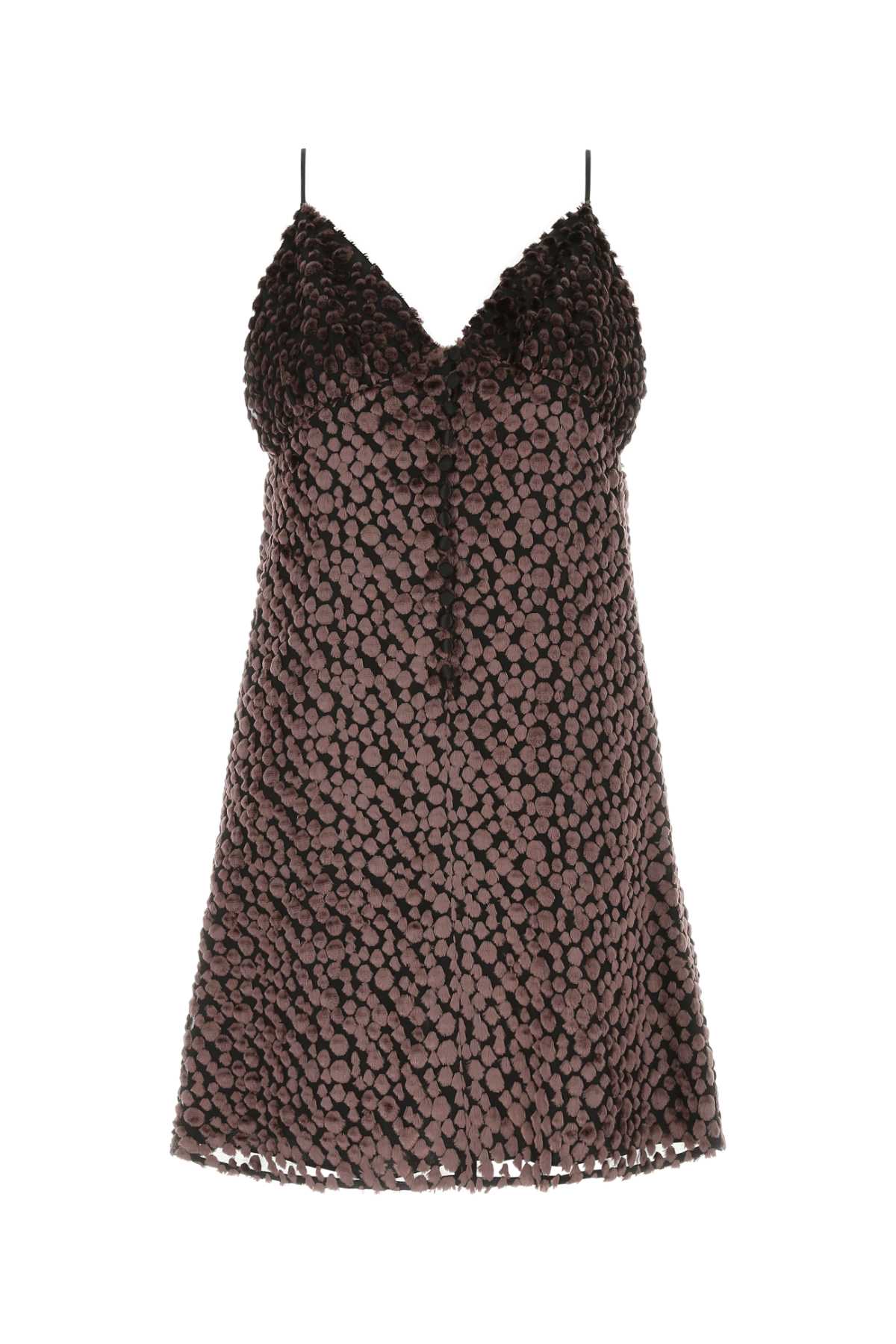 Saint Laurent Women Two-Tone Velvet Mini Dress SAINT LAURENT