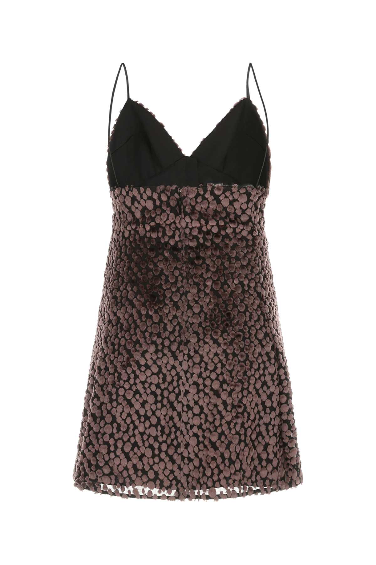 Saint Laurent Women Two-Tone Velvet Mini Dress SAINT LAURENT