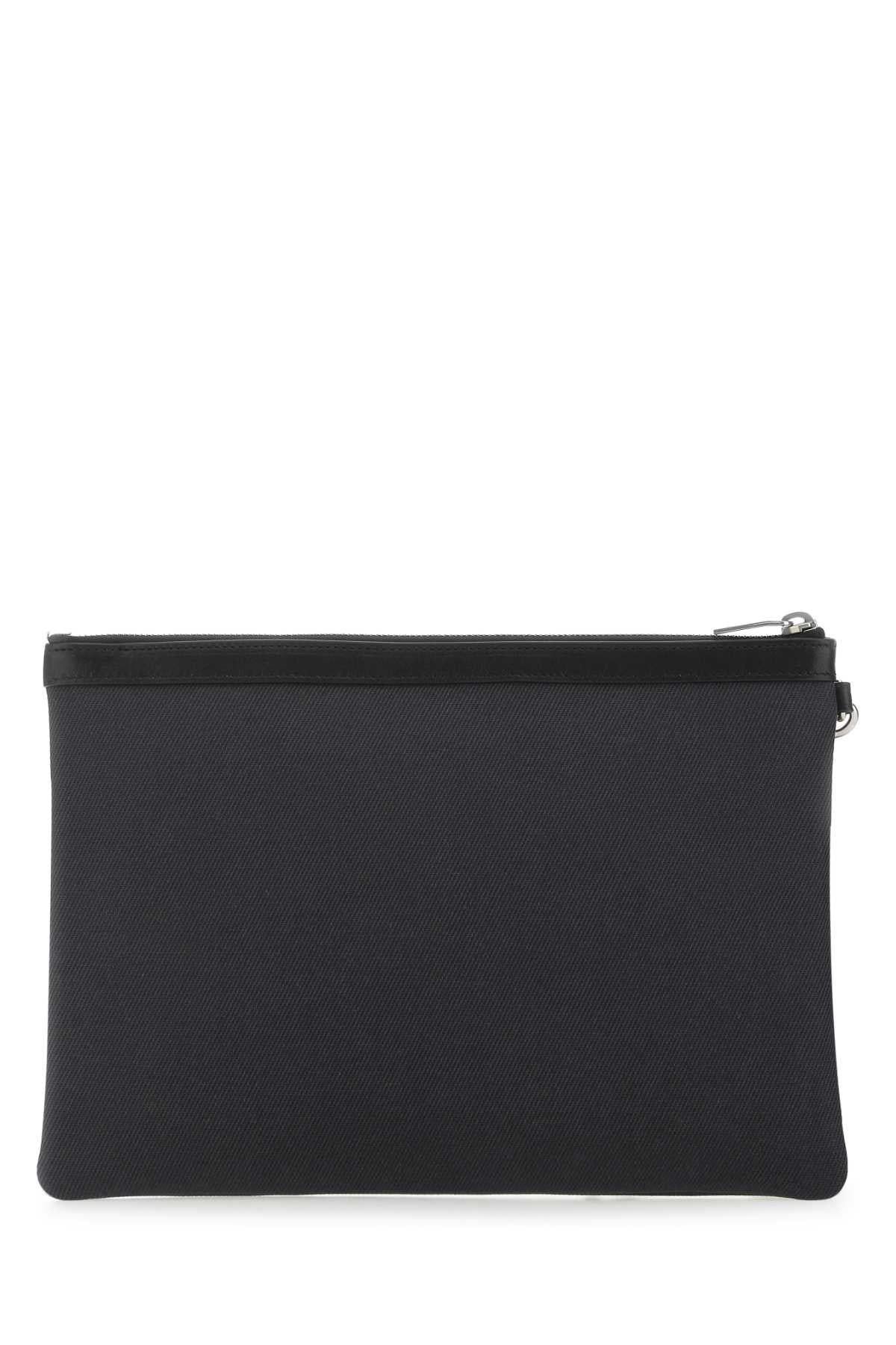 Saint Laurent Men Charcoal Canvas Rive Gauche Clutch SAINT LAURENT
