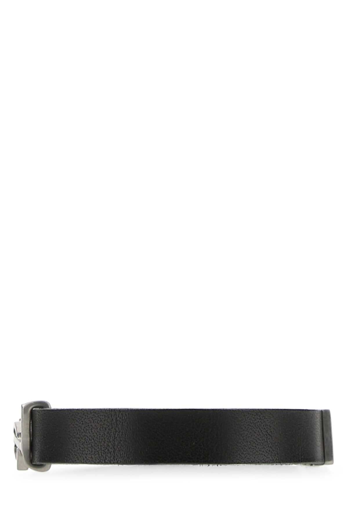 Saint Laurent Men Black Leather Opyum Bracelet SAINT LAURENT