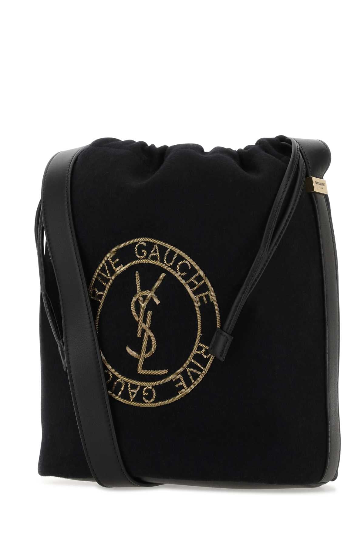 Saint Laurent Men Black Felt Rive De Gauche Bucket Bag SAINT LAURENT