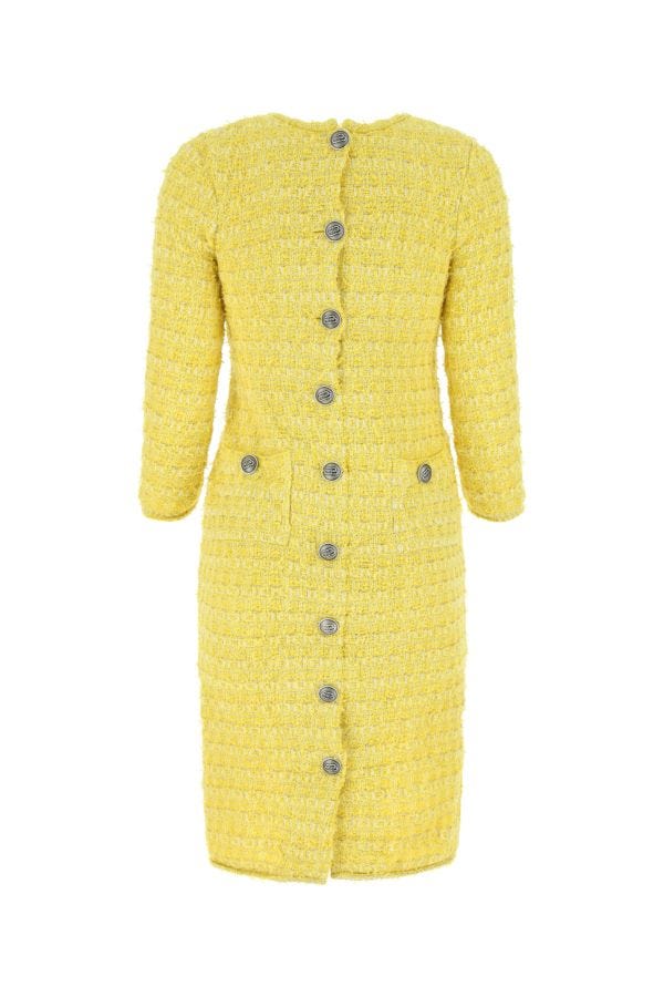Balenciaga Woman Yellow Fabric Back-To-Front Midi Dress