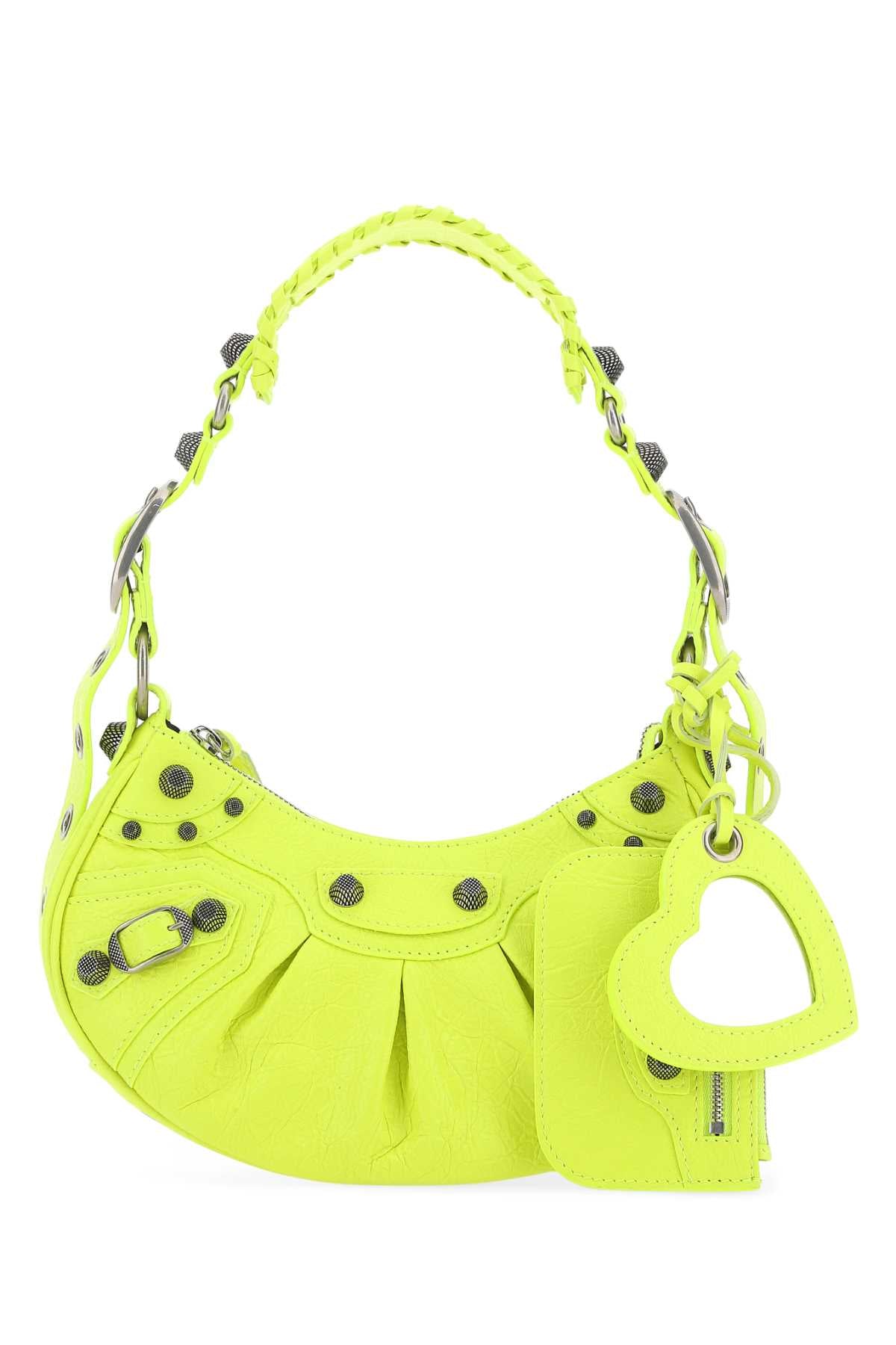 Balenciaga Women Fluo Yellow Nappa Leather Le Cagole Xs Shoulder Bag BALENCIAGA