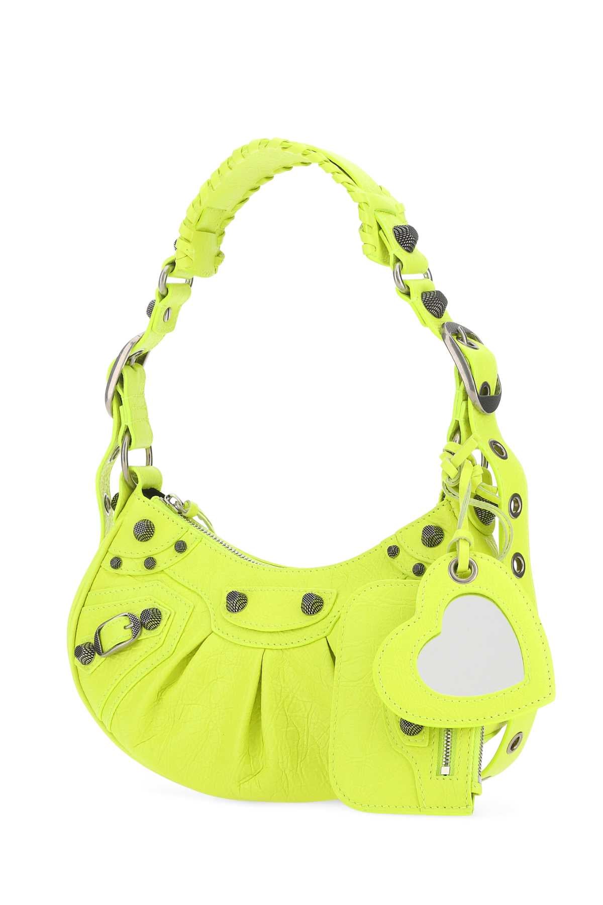 Balenciaga Women Fluo Yellow Nappa Leather Le Cagole Xs Shoulder Bag BALENCIAGA