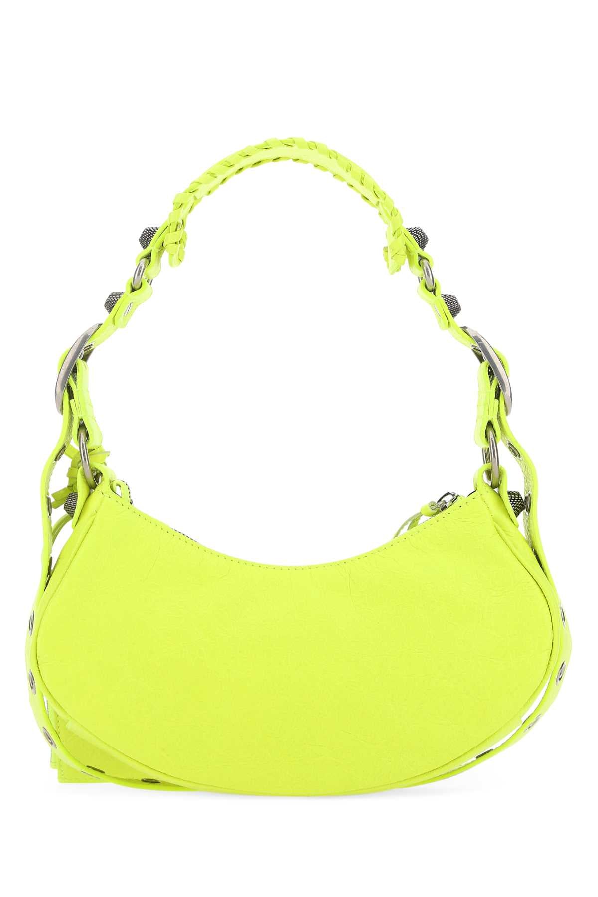 Balenciaga Women Fluo Yellow Nappa Leather Le Cagole Xs Shoulder Bag BALENCIAGA