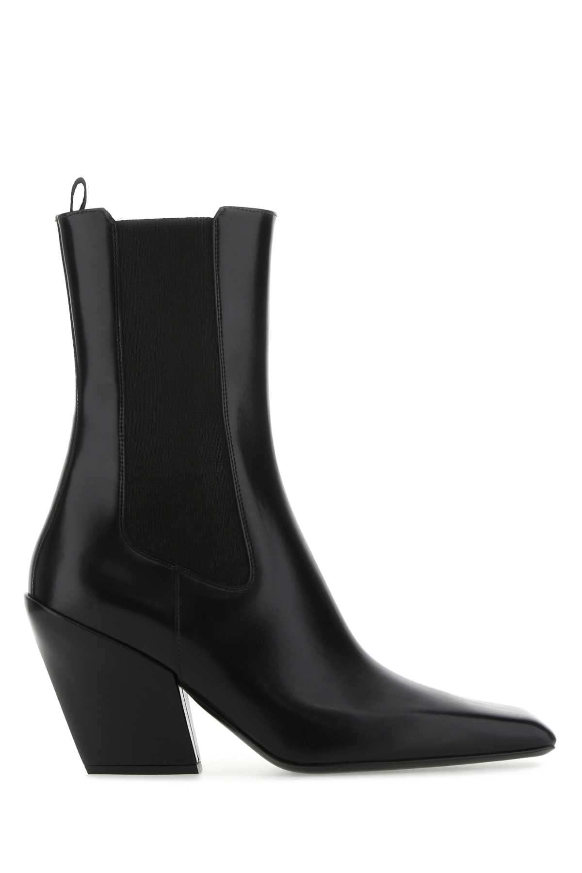Prada Women Black Leather Ankle Boots PRADA