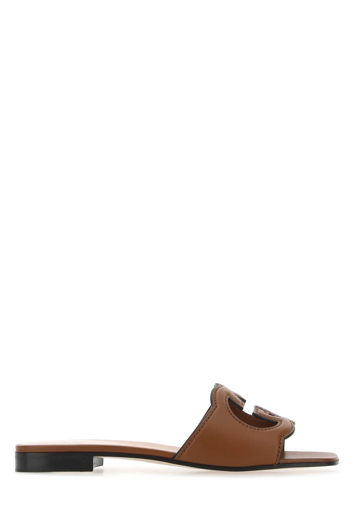Gucci Women Brown Leather Slippers GUCCI