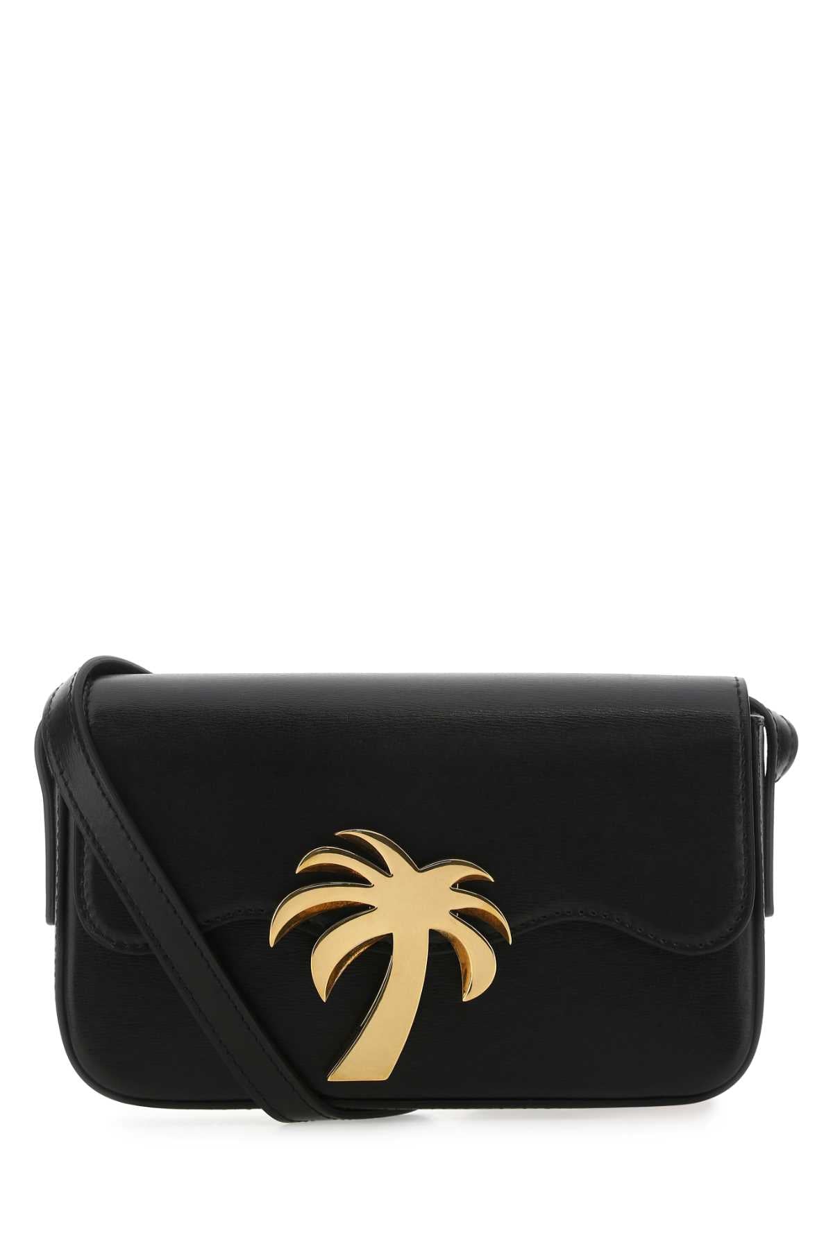 Palm Angels Women Black Leather Palm Beach Bridge Crossbody Bag PALM ANGELS