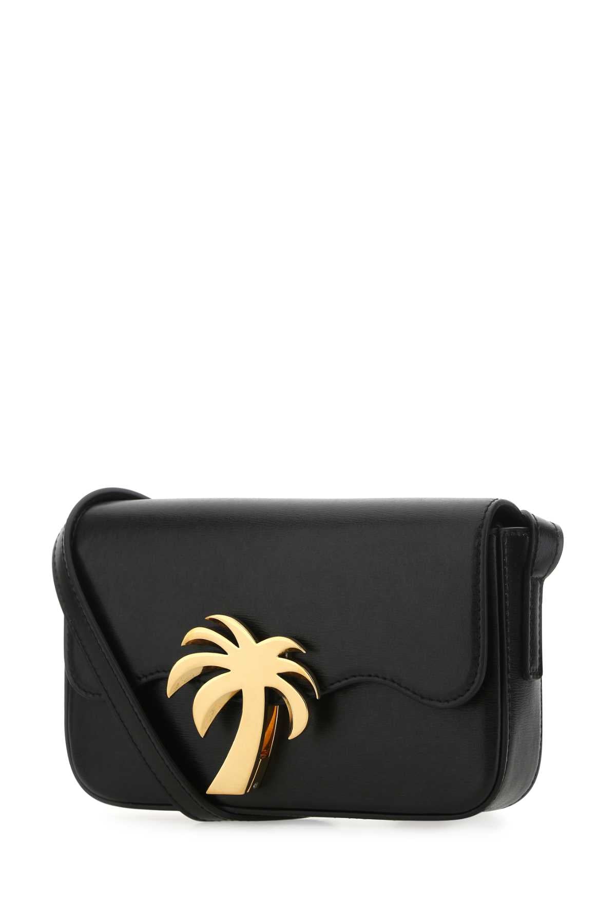 Palm Angels Women Black Leather Palm Beach Bridge Crossbody Bag PALM ANGELS