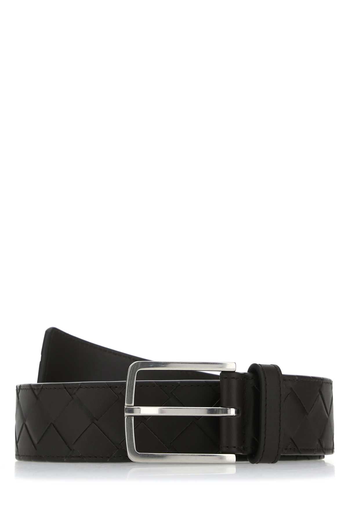 Bottega Veneta Men Dark Brown Leather Belt BOTTEGA VENETA
