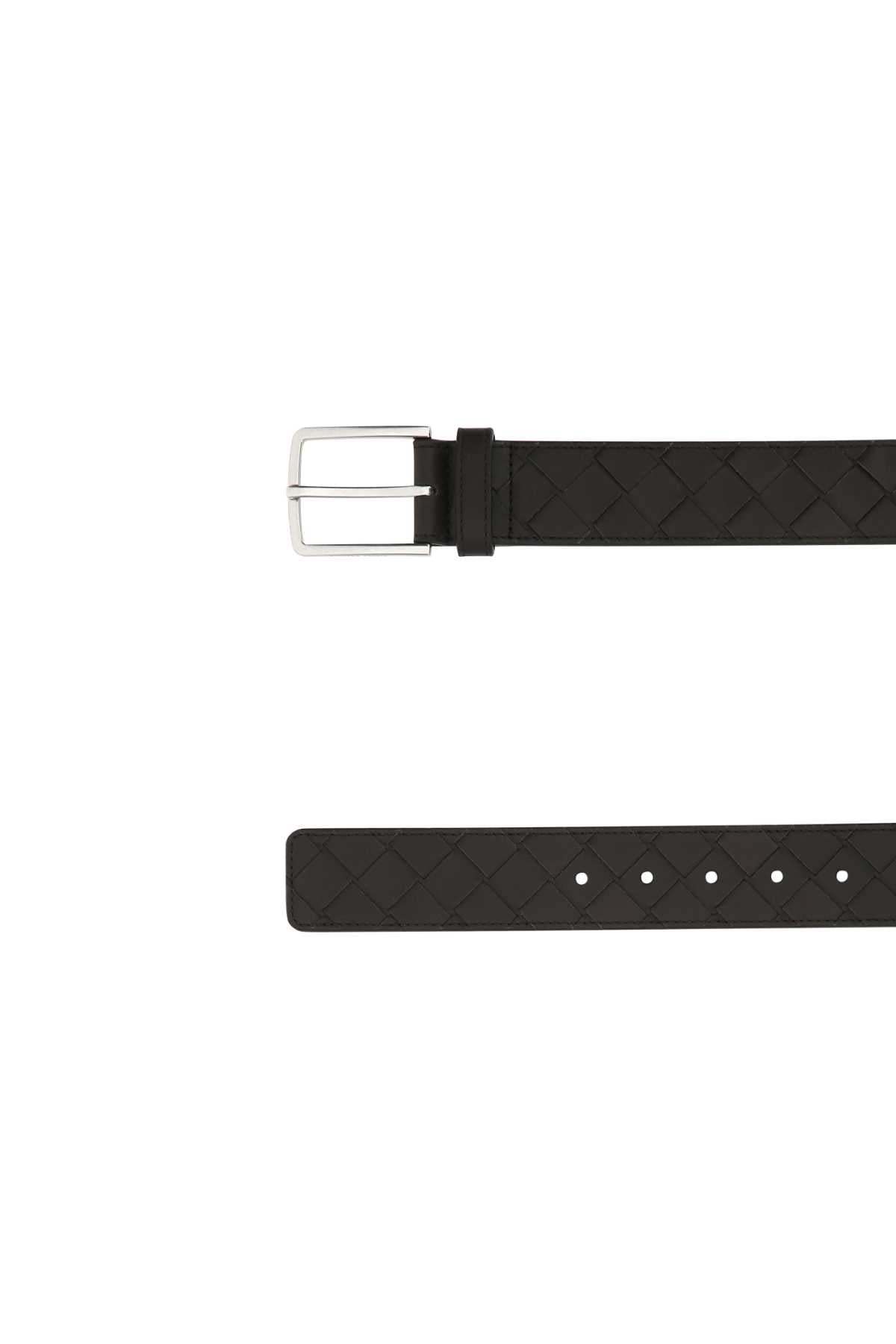 Bottega Veneta Men Dark Brown Leather Belt BOTTEGA VENETA