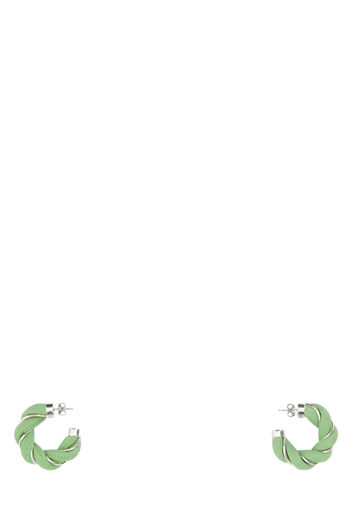 Bottega Veneta Women Pastel Green Nappa Leather And 925 Silver Earrings BOTTEGA VENETA