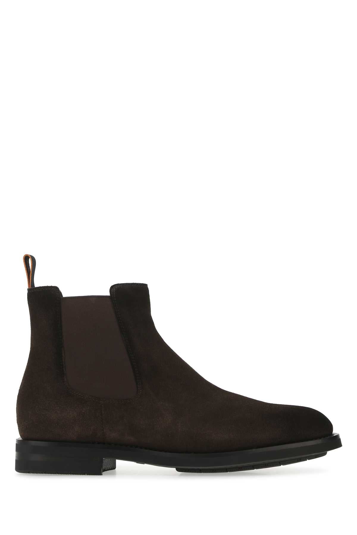 Santoni Men Brown Suede Ankle Boots SANTONI
