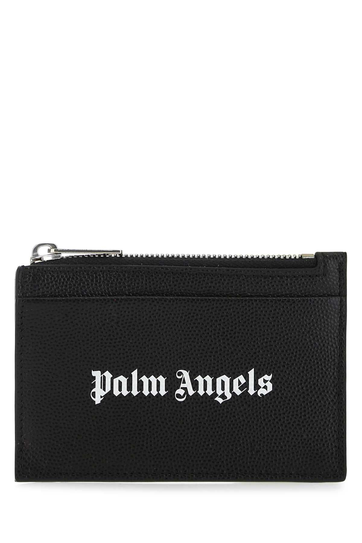Palm Angels Men Black Leather Card Holder PALM ANGELS