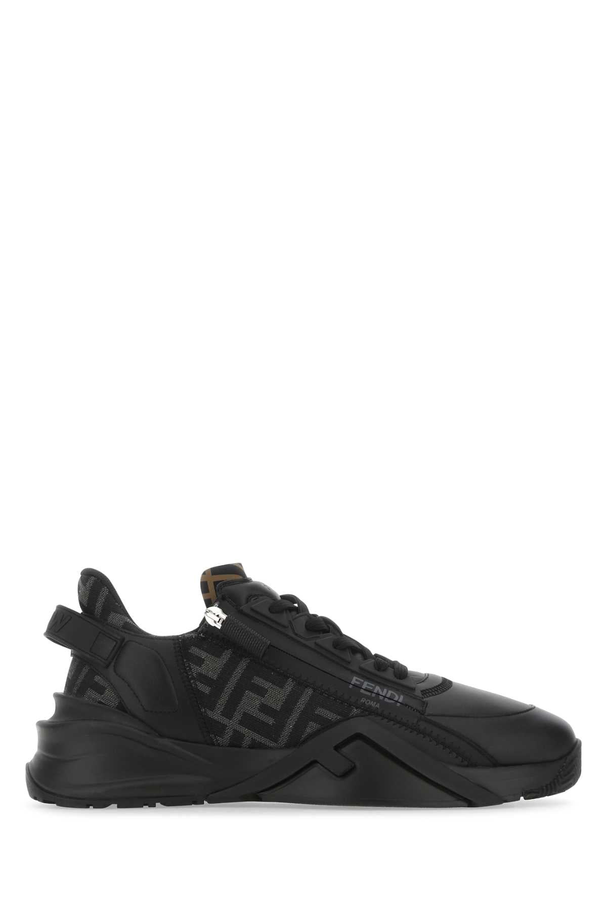 Fendi Men Multicolor Leather And Fabric Flow Sneakers FENDI