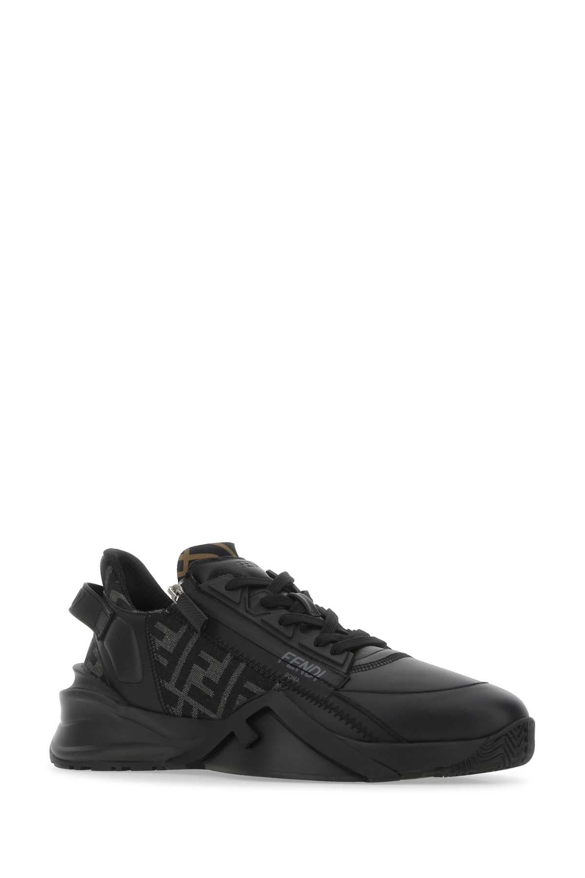 Fendi Men Multicolor Leather And Fabric Flow Sneakers FENDI