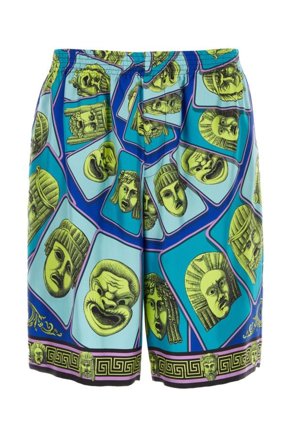 Versace Man Printed Silk Bermuda Shorts