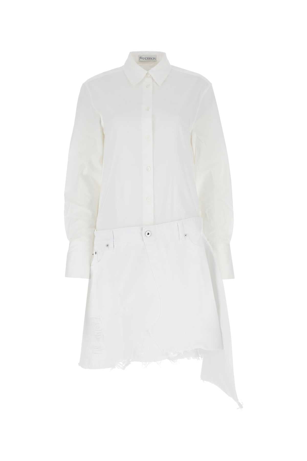 Jw Anderson Women White Poplin And Denim Dress J.W. ANDERSON