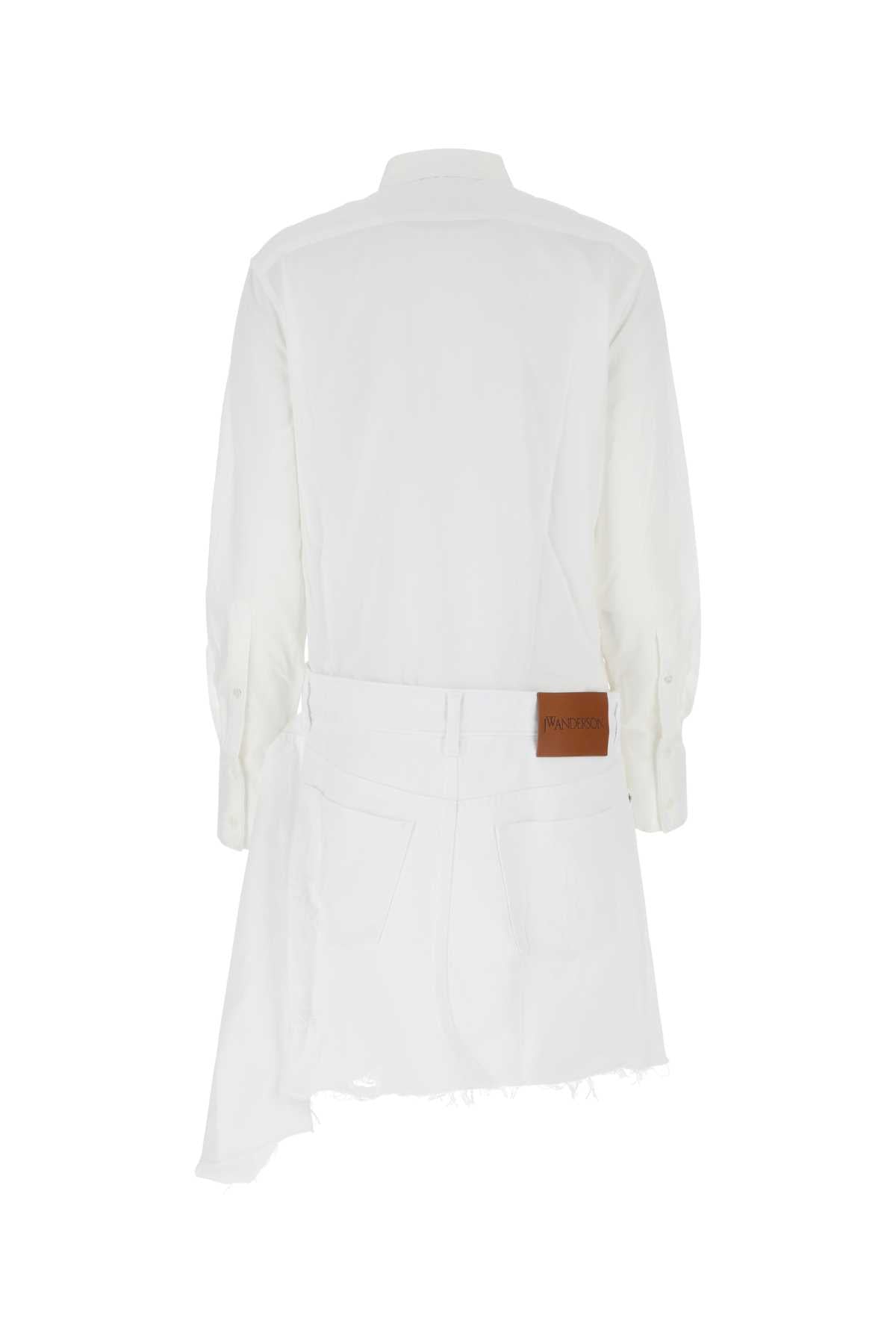 Jw Anderson Women White Poplin And Denim Dress J.W. ANDERSON