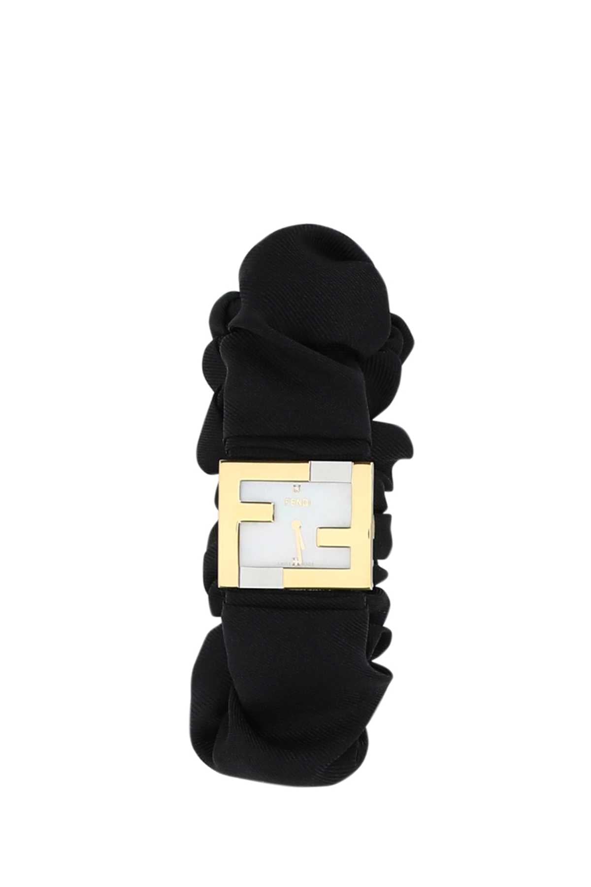 Fendi Women Stainless Steel And Black Nylon Fendimania Baguette Watch FENDI