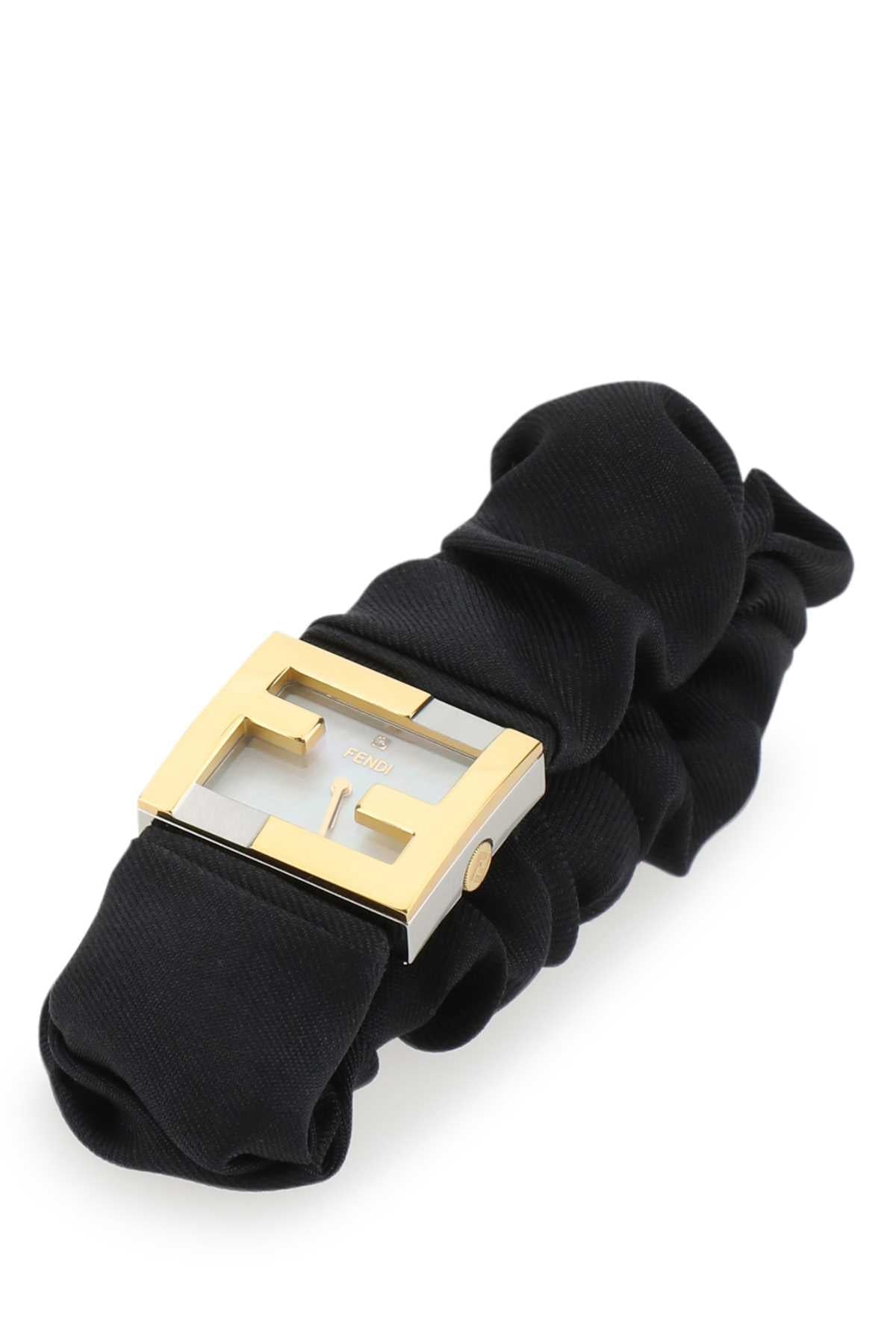 Fendi Women Stainless Steel And Black Nylon Fendimania Baguette Watch FENDI