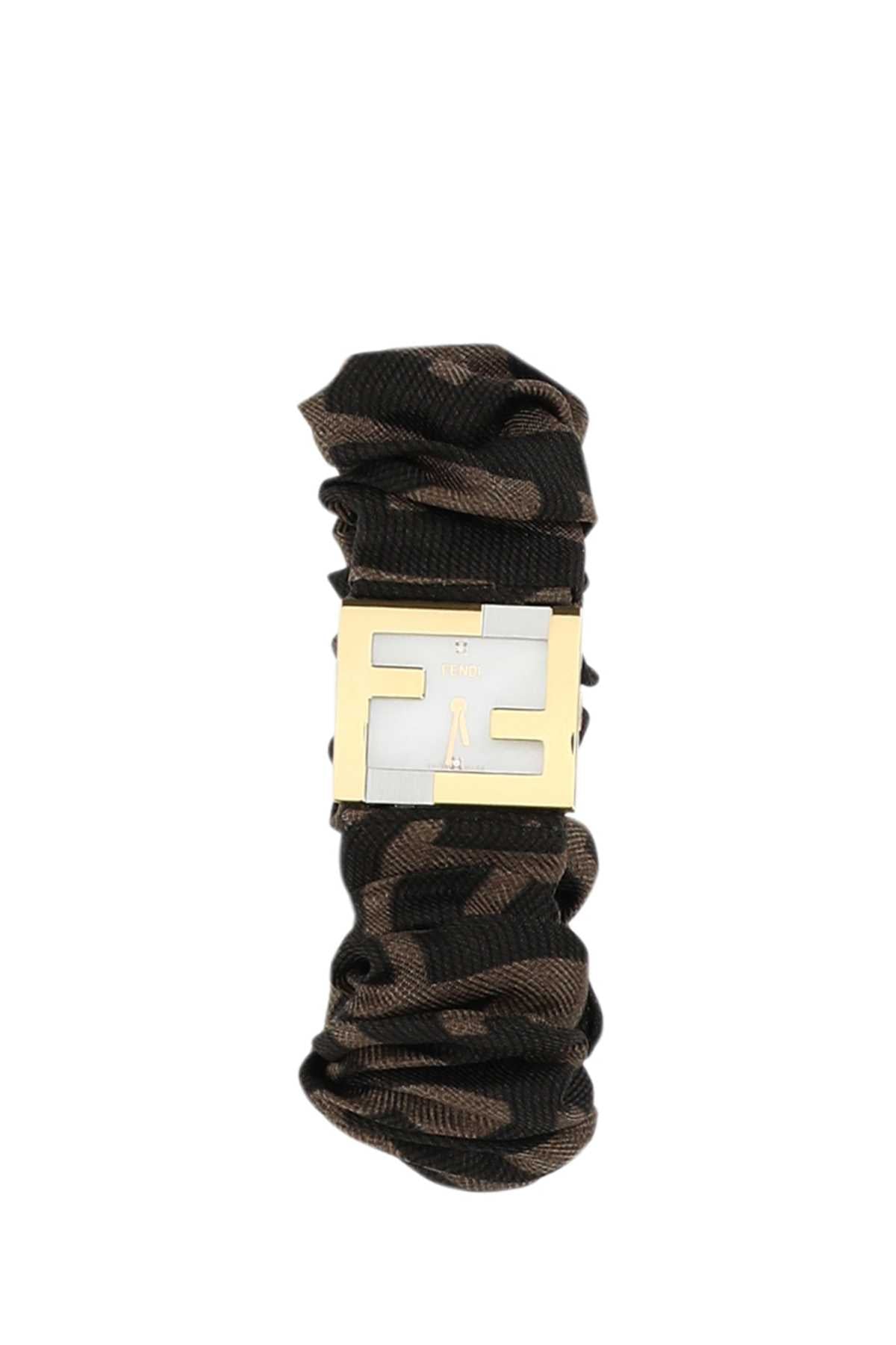 Fendi Women Stainless Steel And Embroidered Nylon Fendimania Baguette Watch FENDI
