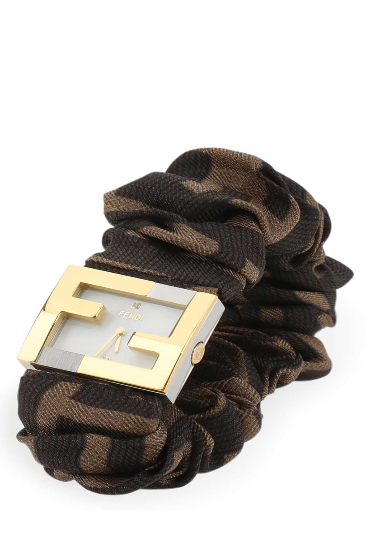 Fendi Women Stainless Steel And Embroidered Nylon Fendimania Baguette Watch FENDI